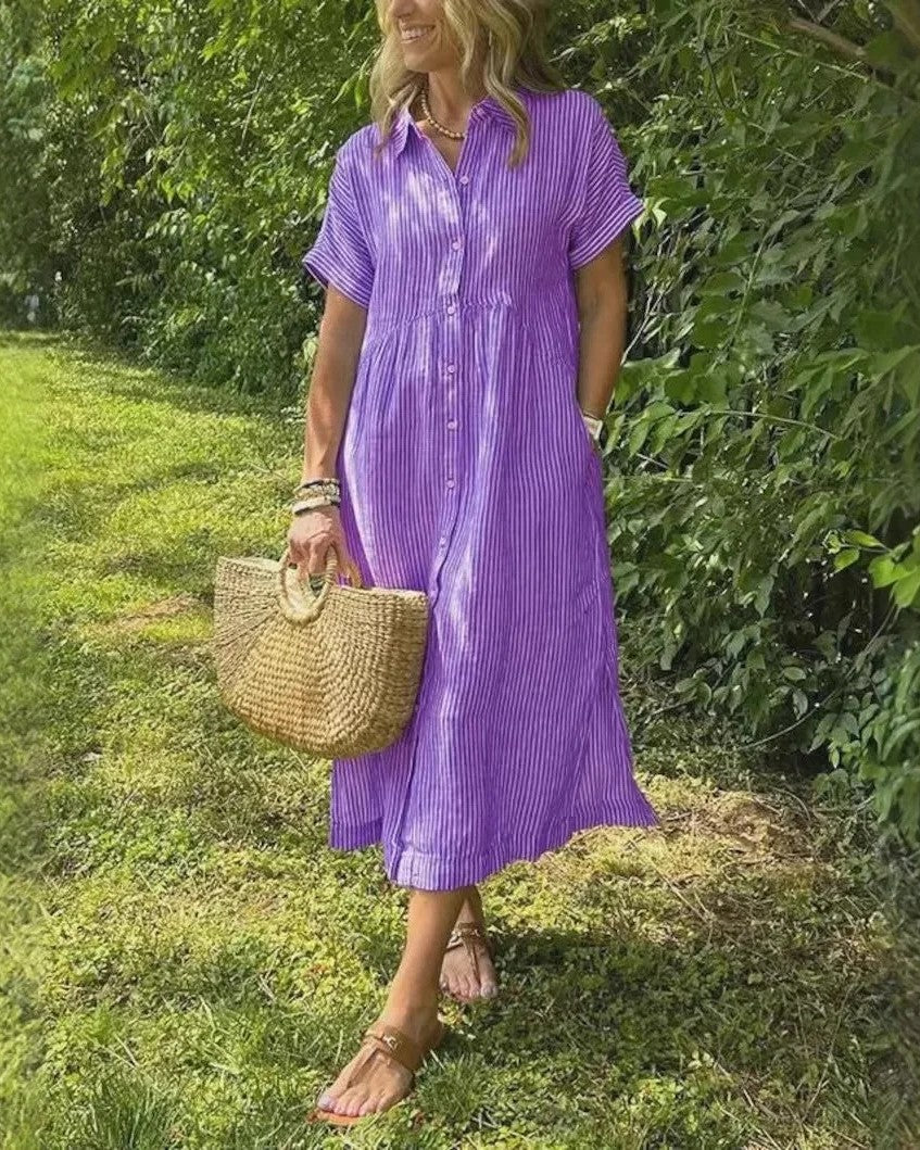 Maggie | Casual Stripe Midi Dress