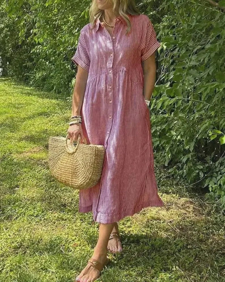 Maggie | Casual Stripe Midi Dress